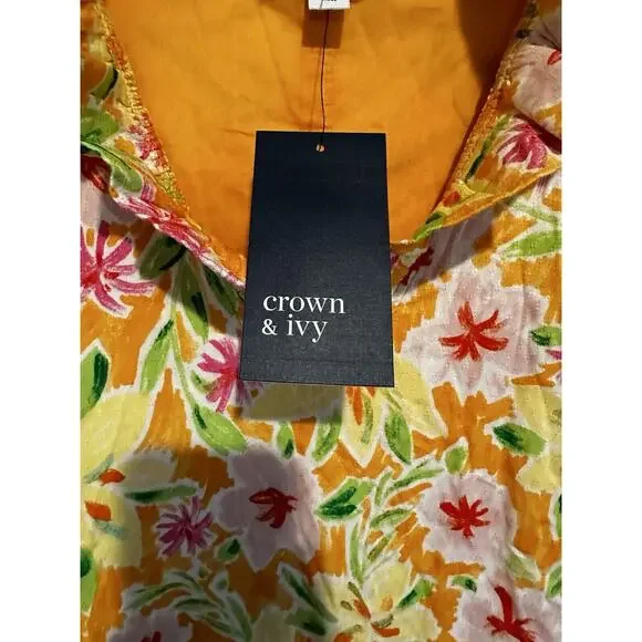 Crown And Ivy Shift Dress Size Medium Floral Sleeveless NWT Beach Costal Resort - Picture 4 of 11